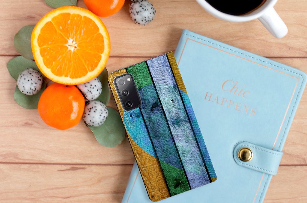Samsung Galaxy S20 FE Book Wallet Case Wood Heart - Cadeau voor je Vriend - B2C Telecom