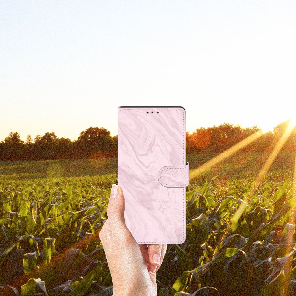 Motorola Edge 20 Lite Bookcase Marble Pink - Origineel Cadeau Vriendin