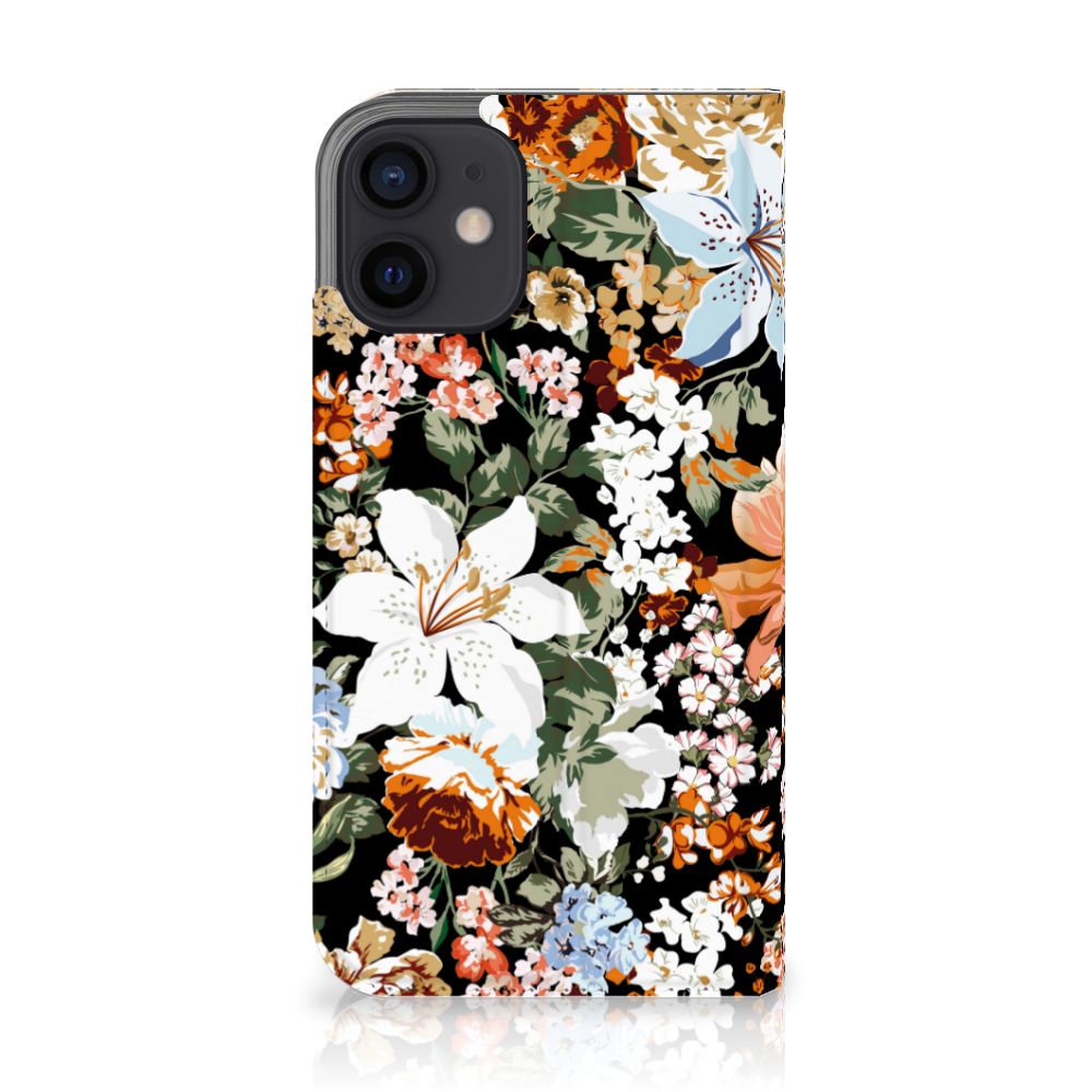 Smart Cover voor iPhone 12 Mini Dark Flowers - B2C Telecom