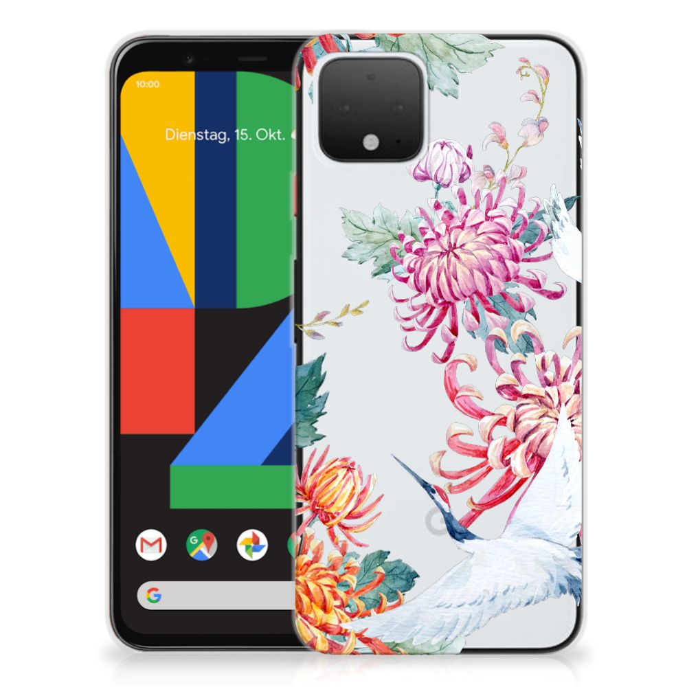 Google Pixel 4 TPU Hoesje Bird Flowers