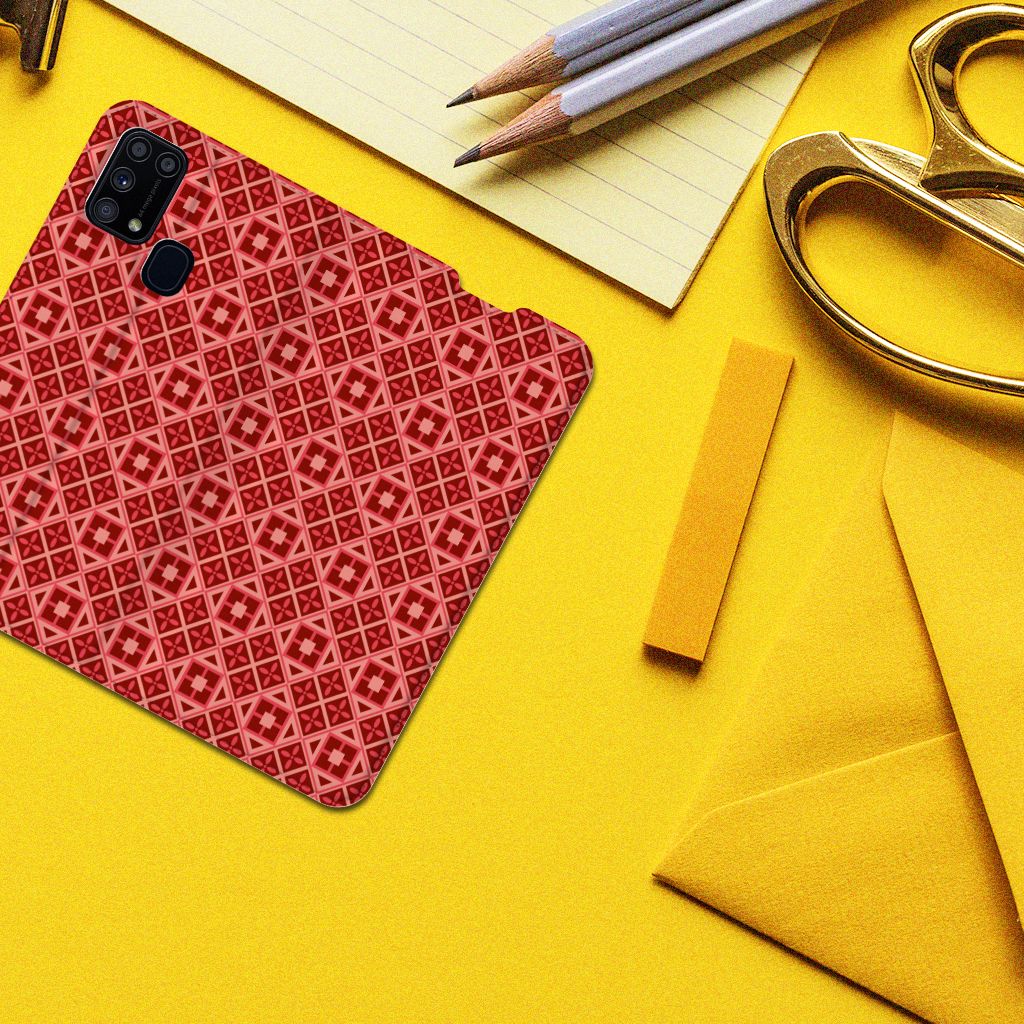 Samsung Galaxy M31 Hoesje met Magneet Batik Rood - B2C Telecom