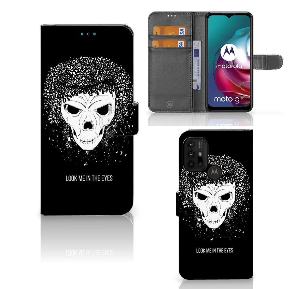 Telefoonhoesje met Naam Motorola Moto G10 | G20 | G30 Skull Hair