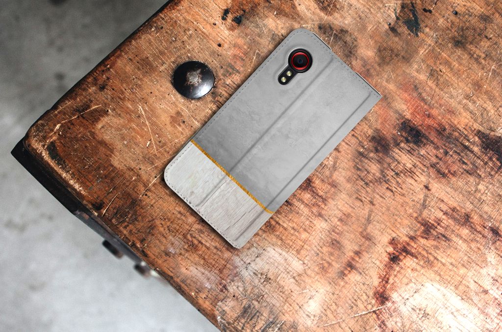 Samsung Galaxy Xcover 5 Book Wallet Case Wood Concrete - B2C Telecom