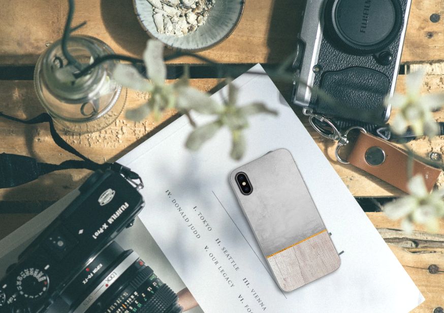 Apple iPhone X | Xs Bumper Hoesje Wood Concrete