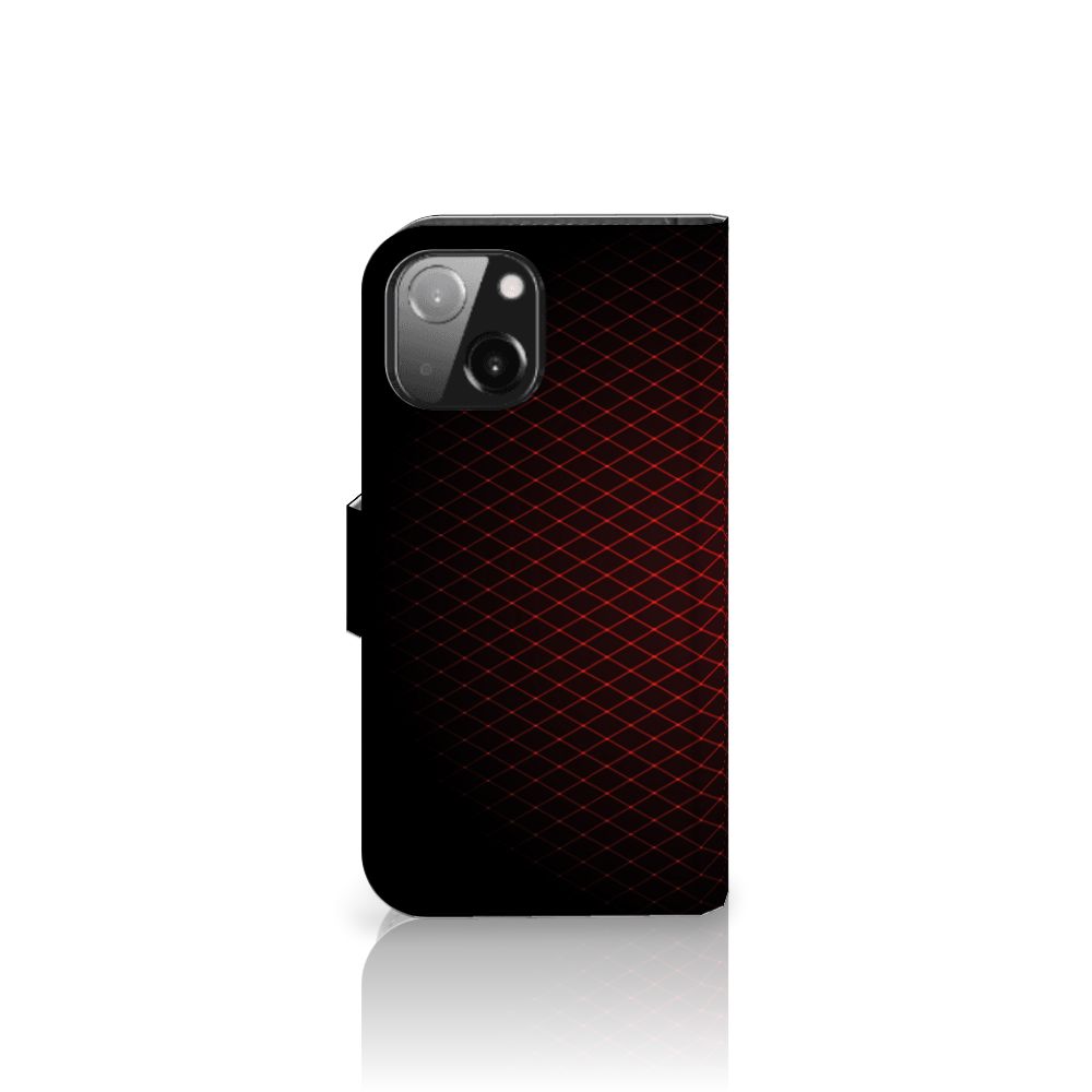 iPhone 13 Mini Telefoon Hoesje Geruit Rood met ruimte voor 3 pasjes in minimalistisch design