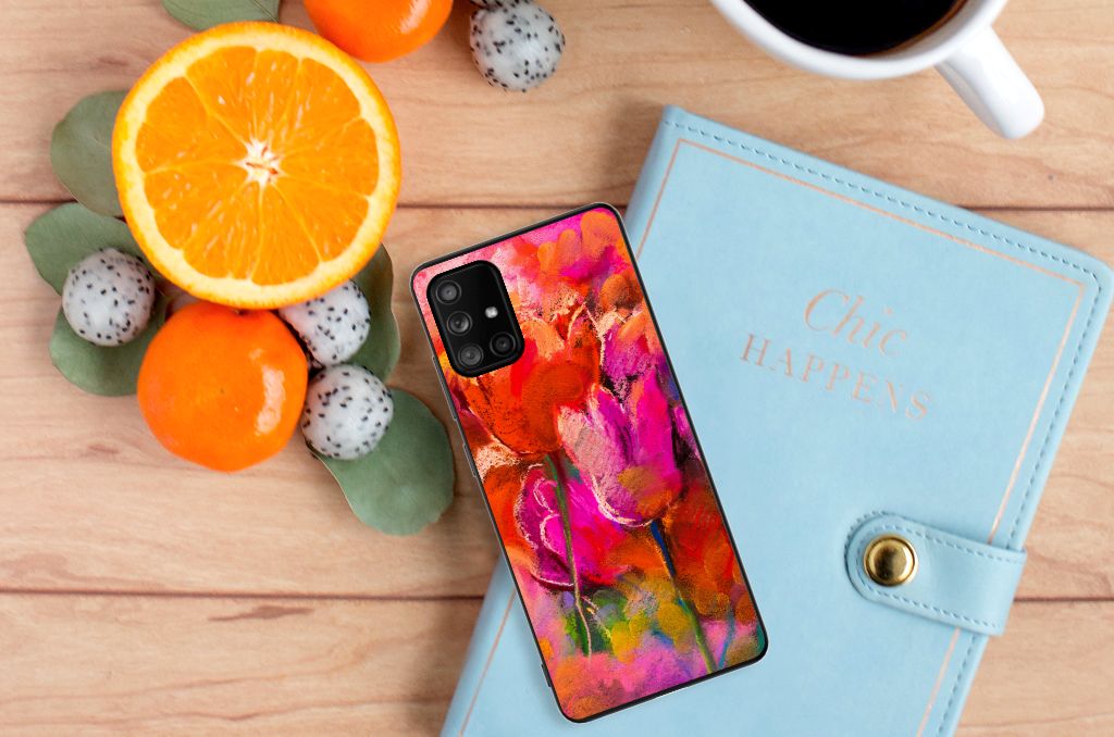 Kleurrijke Telefoonhoesje Samsung Galaxy A71 Tulips B2C Telecom