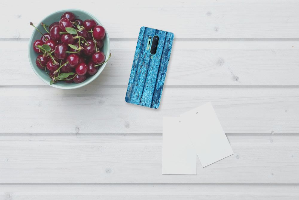 OnePlus 8 Pro Bumper Hoesje Wood Blue