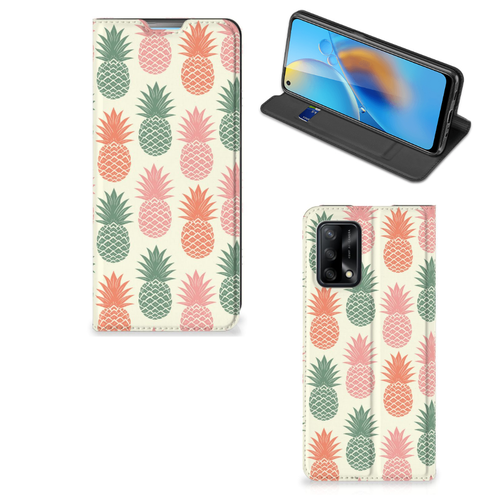 OPPO A74 4G Flip Style Cover Ananas - B2C Telecom