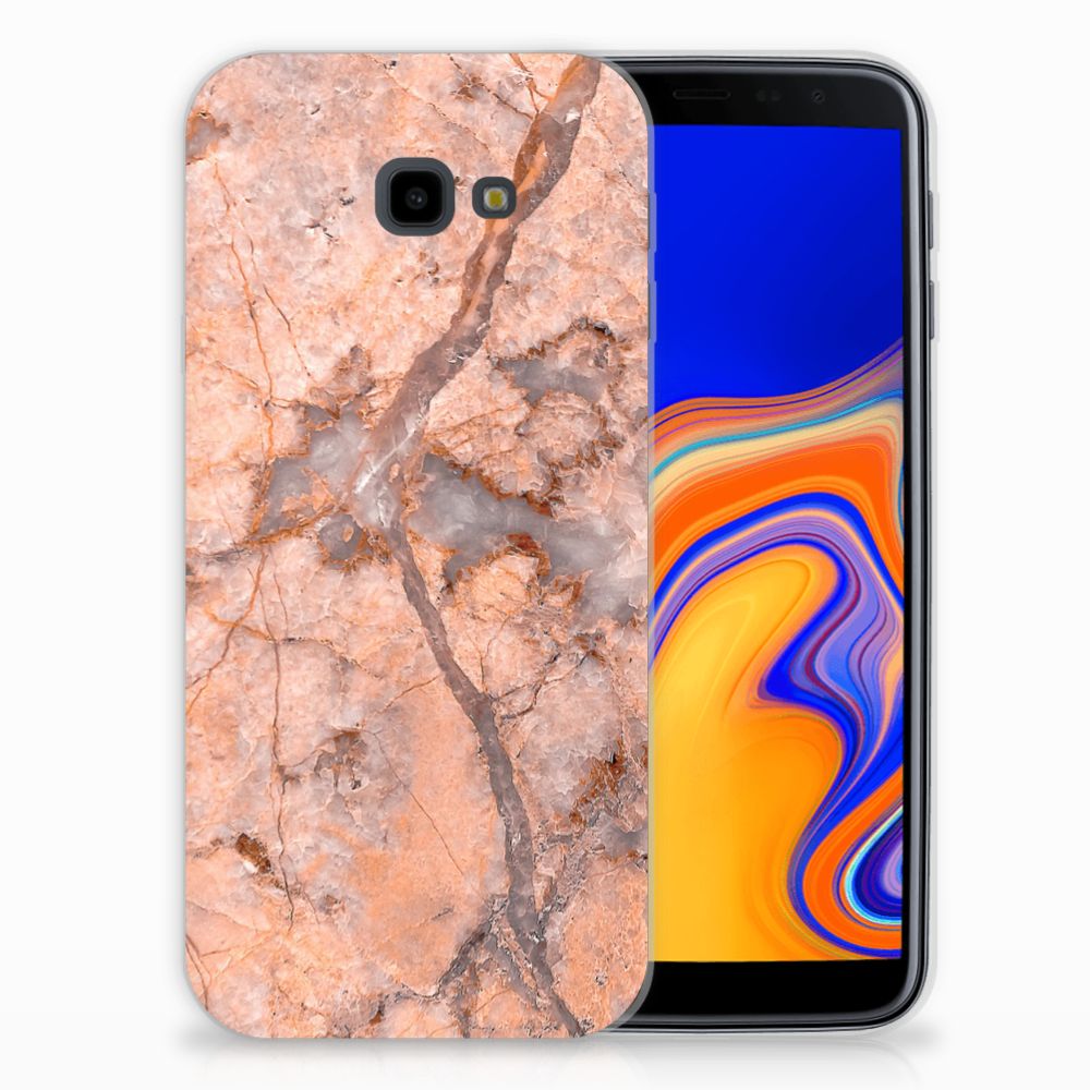 Samsung Galaxy J4 Plus (2018) TPU Siliconen Hoesje Marmer Oranje