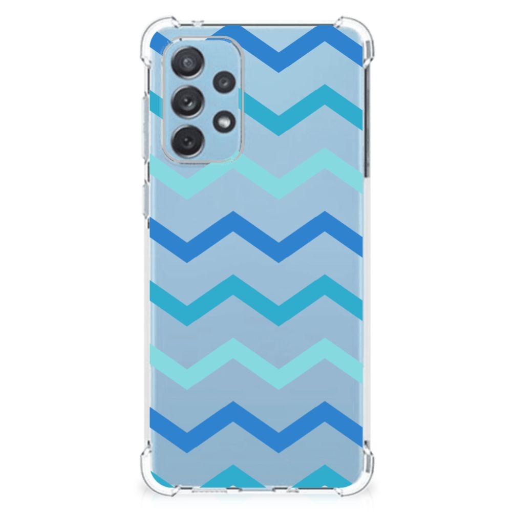 Samsung Galaxy A73 Doorzichtige Silicone Hoesje Zigzag Blauw B2C Telecom