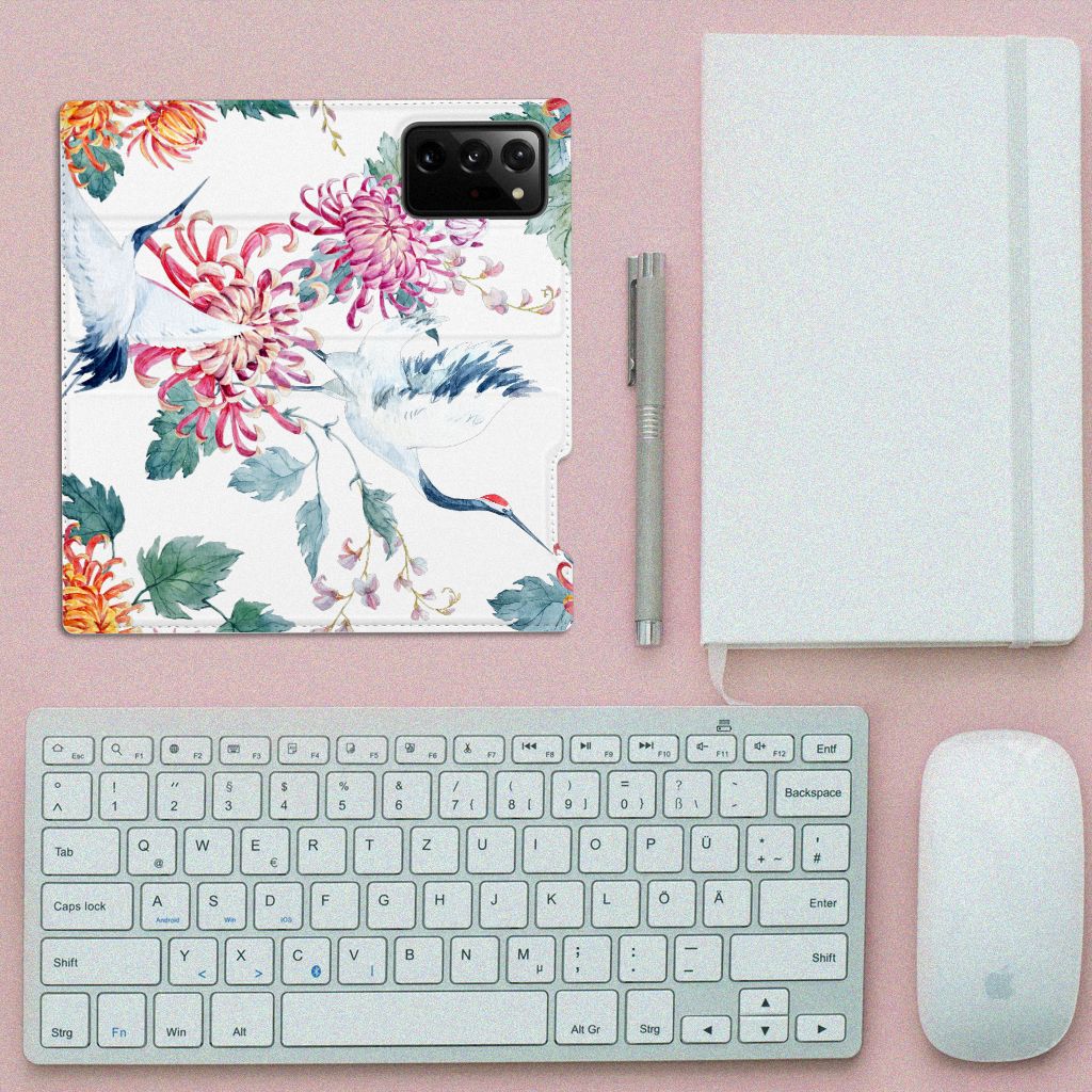 Samsung Galaxy Note 20 Ultra Hoesje maken Bird Flowers - B2C Telecom