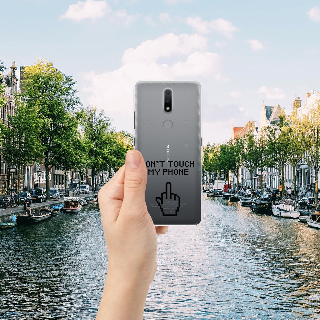 Nokia 2.4 Silicone-hoesje Finger Don't Touch My Phone