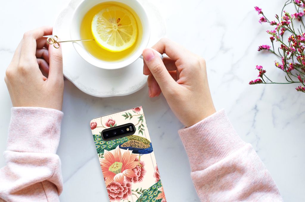 Hoesje maken voor Samsung Galaxy S10 Pink Peacock - B2C Telecom