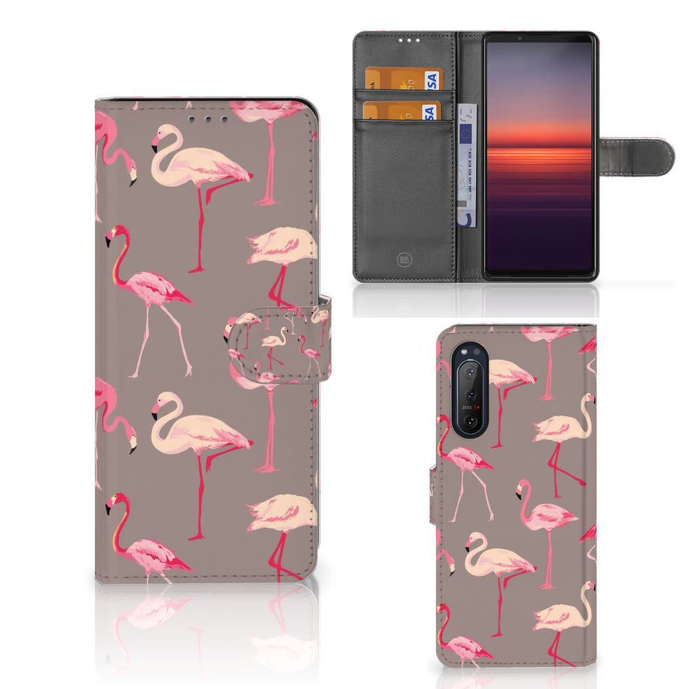 Sony Xperia 5II Telefoonhoesje met Pasjes Flamingo