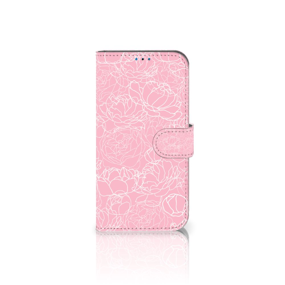 iPhone 14 Pro Hoesje White Flowers met een vrolijk roze bloemen ontwerp voor extra bescherming.