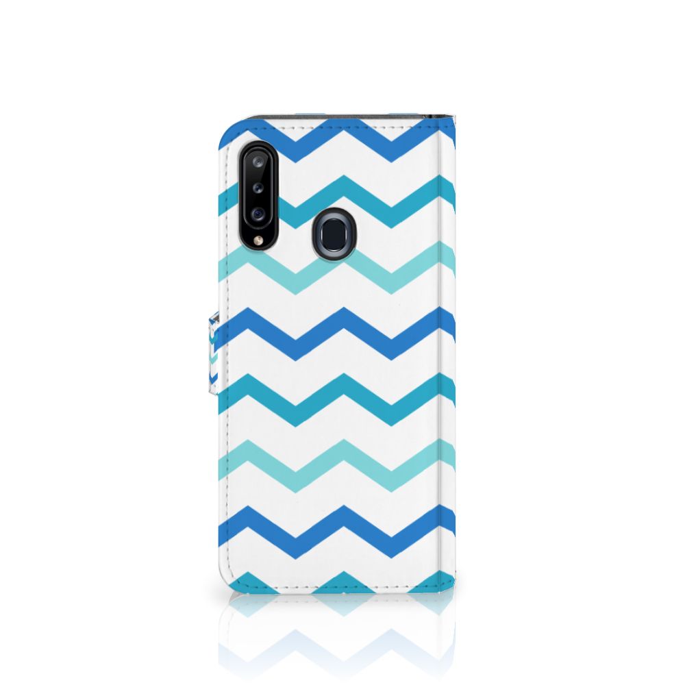 Samsung Galaxy A20s Telefoon Hoesje Zigzag Blauw