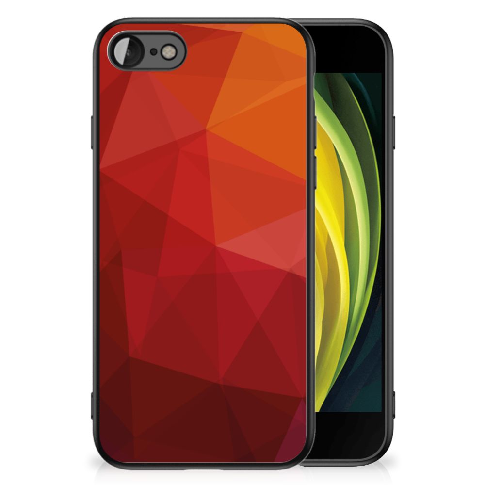Backcover voor iPhone SE 2022 | SE 2020 | 7/8 Polygon Red met abstracte vormen en kleurrijk ontwerp.
