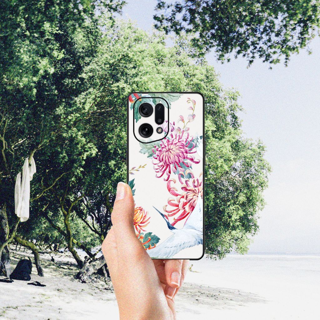 OPPO Find X5 Dierenprint Telefoonhoesje Bird Flowers B2C Telecom
