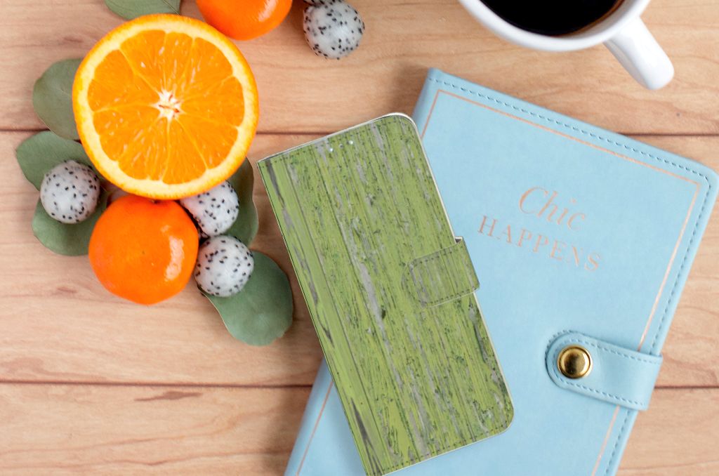 Samsung Galaxy A71 Book Style Case Green Wood