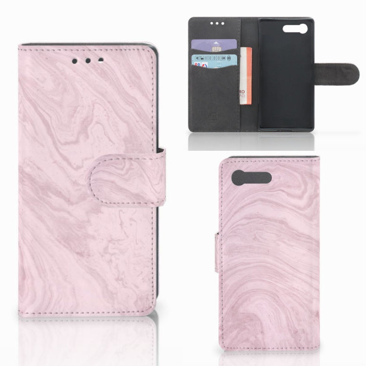 Sony Xperia X Compact Bookcase Marble Pink - Origineel Cadeau Vriendin