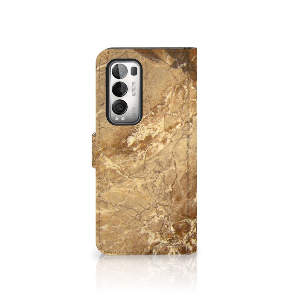 OPPO Find X3 Neo 5G Bookcase Marmer Creme met luxe marmerafwerking voor optimale bescherming.