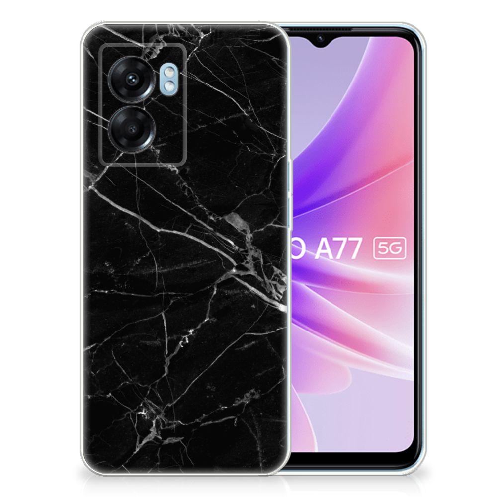 OPPO A77 | A57 5G TPU Siliconen Hoesje Marmer Zwart - Origineel Cadeau Vader