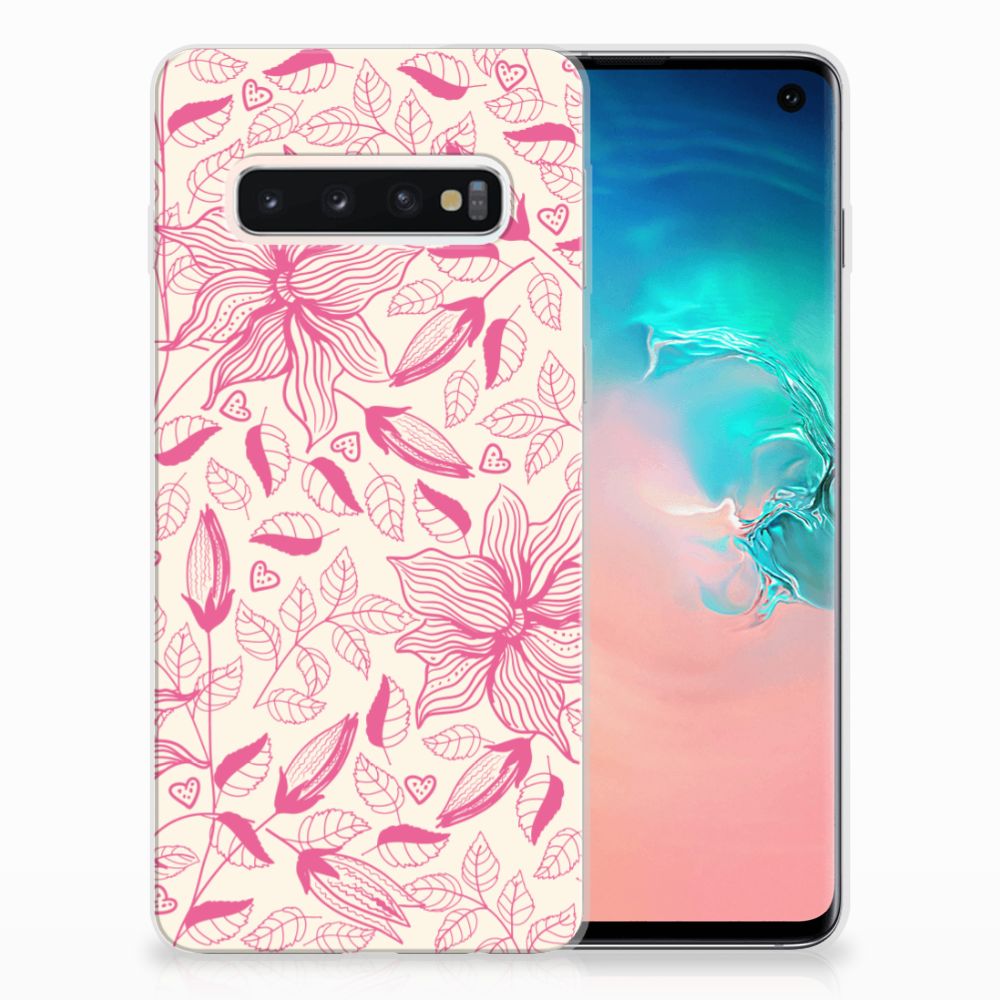 Samsung Galaxy S10 TPU Case Pink Flowers