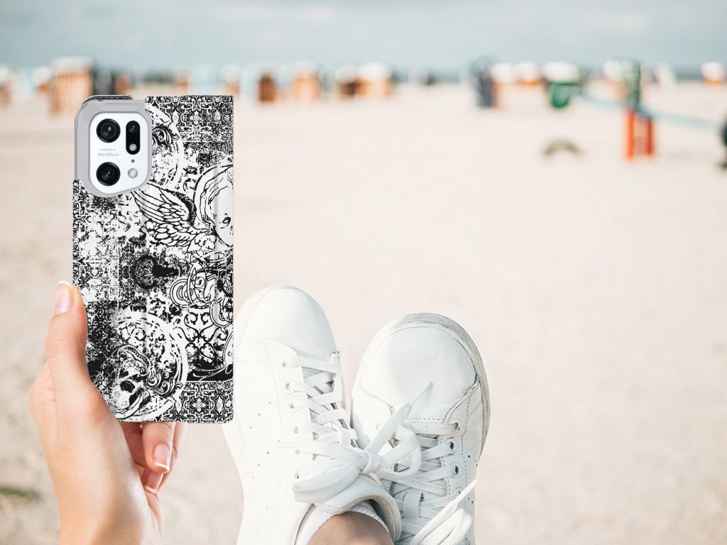 Mobiel BookCase OPPO Find X5 Pro Skulls Angel - B2C Telecom