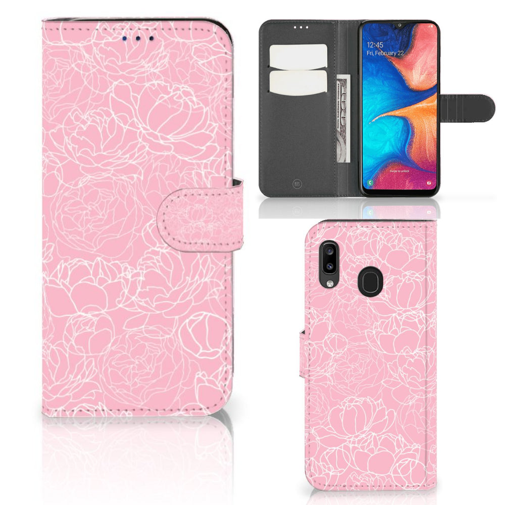 Samsung Galaxy A30 Hoesje White Flowers