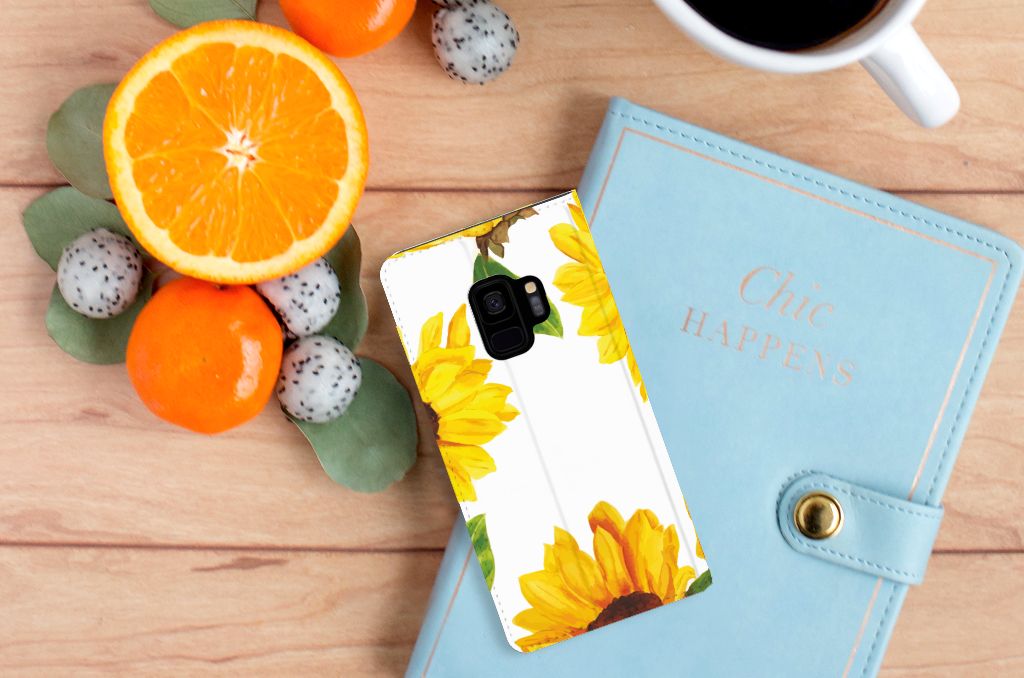 Smart Cover voor Samsung Galaxy S9 Zonnebloemen - B2C Telecom