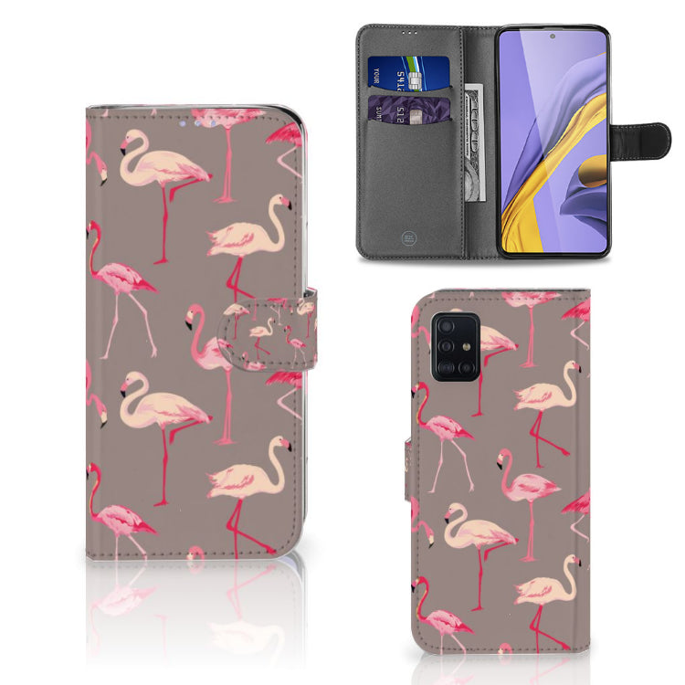 Samsung Galaxy A51 Telefoonhoesje met Pasjes Flamingo