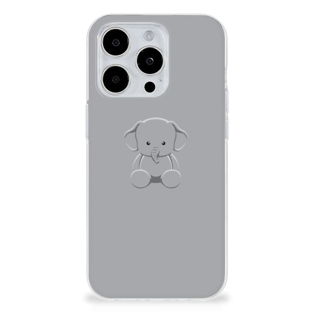 iPhone 15 Pro Max Telefoonhoesje met Naam Grijs Baby Olifant ontwerp met schattige olifant 💕