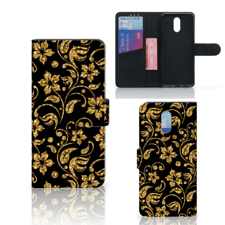 Nokia 2.3 Hoesje Gouden Bloemen