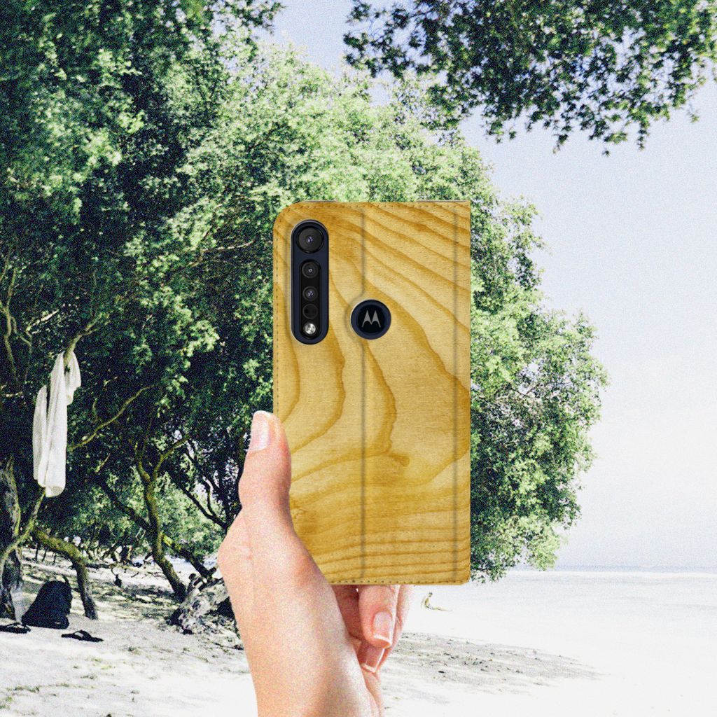 Motorola G8 Plus Book Wallet Case Licht Hout - B2C Telecom