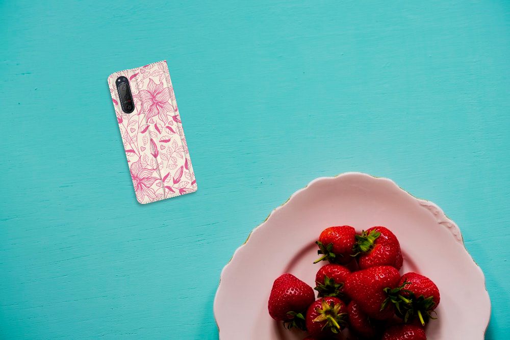 Sony Xperia 5 II Smart Cover Pink Flowers - B2C Telecom