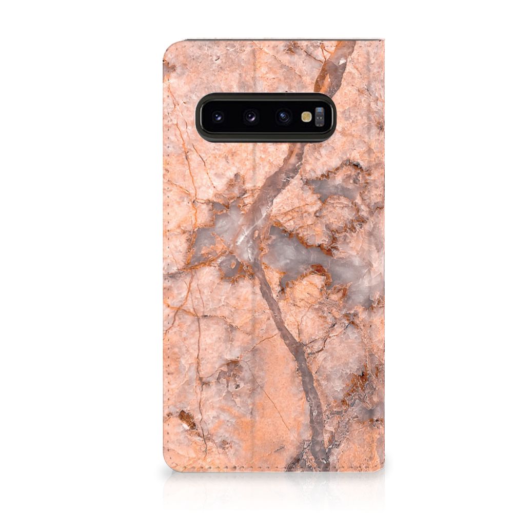 Samsung Galaxy S10 Standcase Marmer Oranje