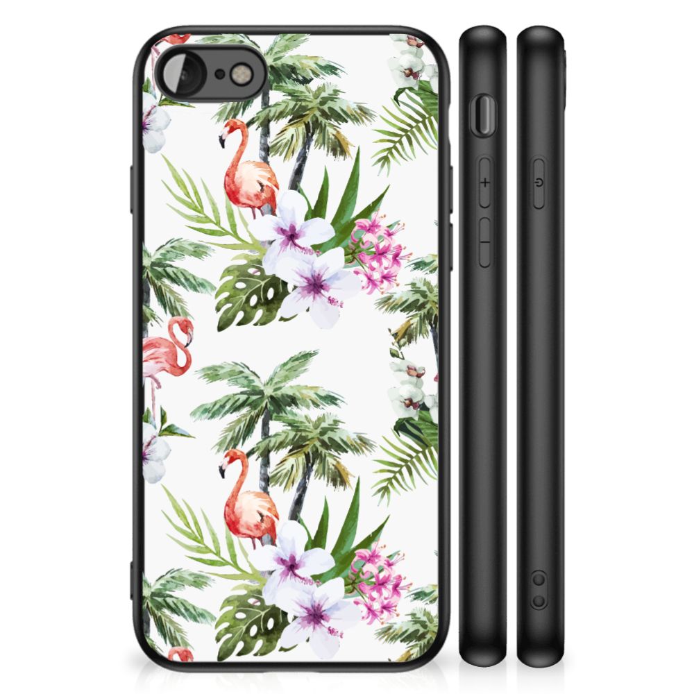 iPhone SE 2022 | SE 2020 | 7/8 Dierenprint Telefoonhoesje Flamingo Palms met tropisch design en bloemen.