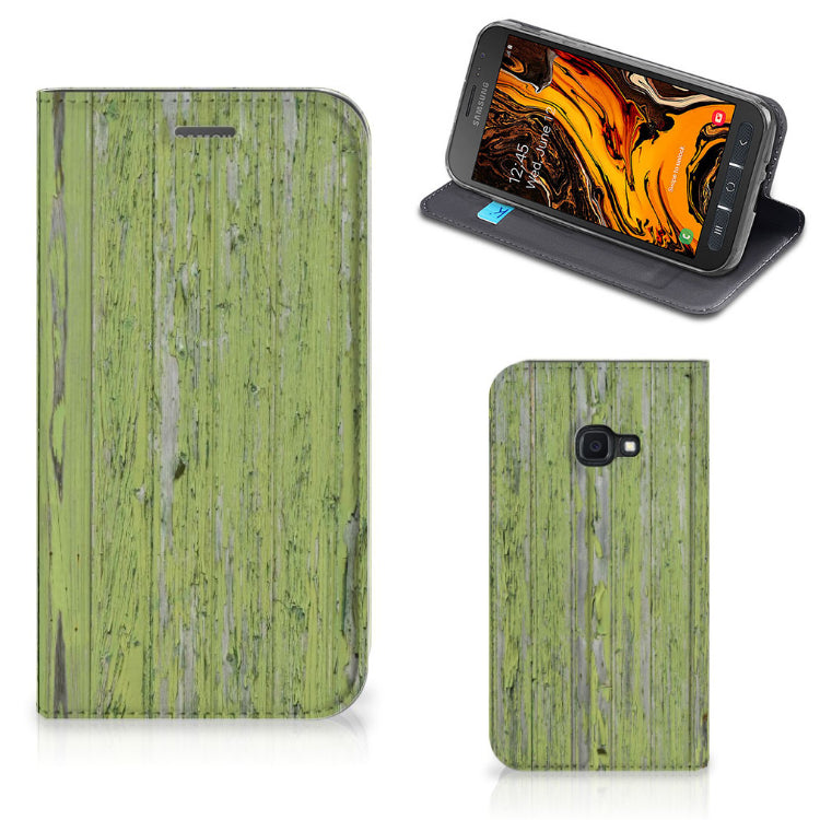 Samsung Galaxy Xcover 4s Book Wallet Case Green Wood