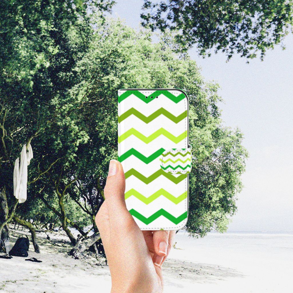 Apple iPhone 11 Pro Telefoon Hoesje Zigzag Groen