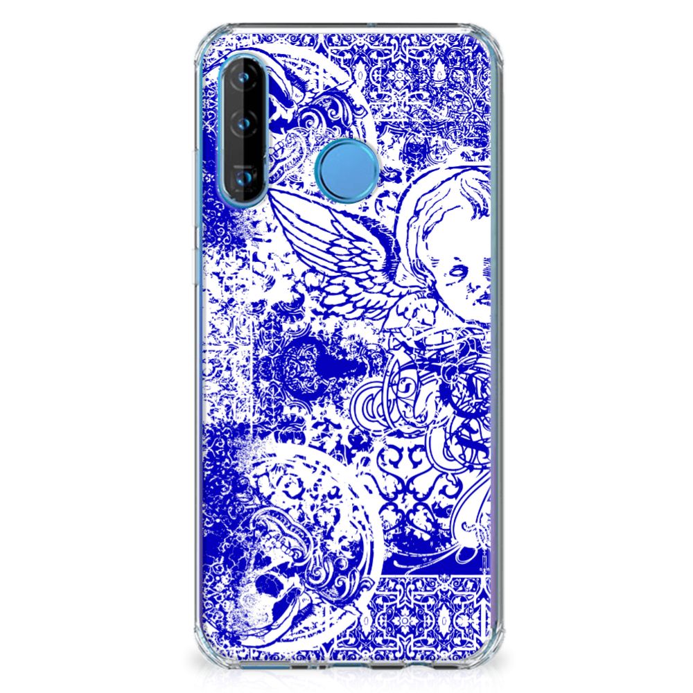 Extreme Case Huawei P30 Lite Angel Skull Blauw