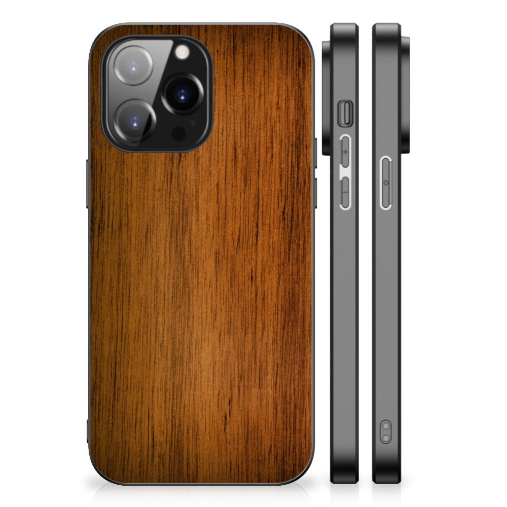 iPhone 14 Pro Max Houten Print Telefoonhoesje Donker Hout