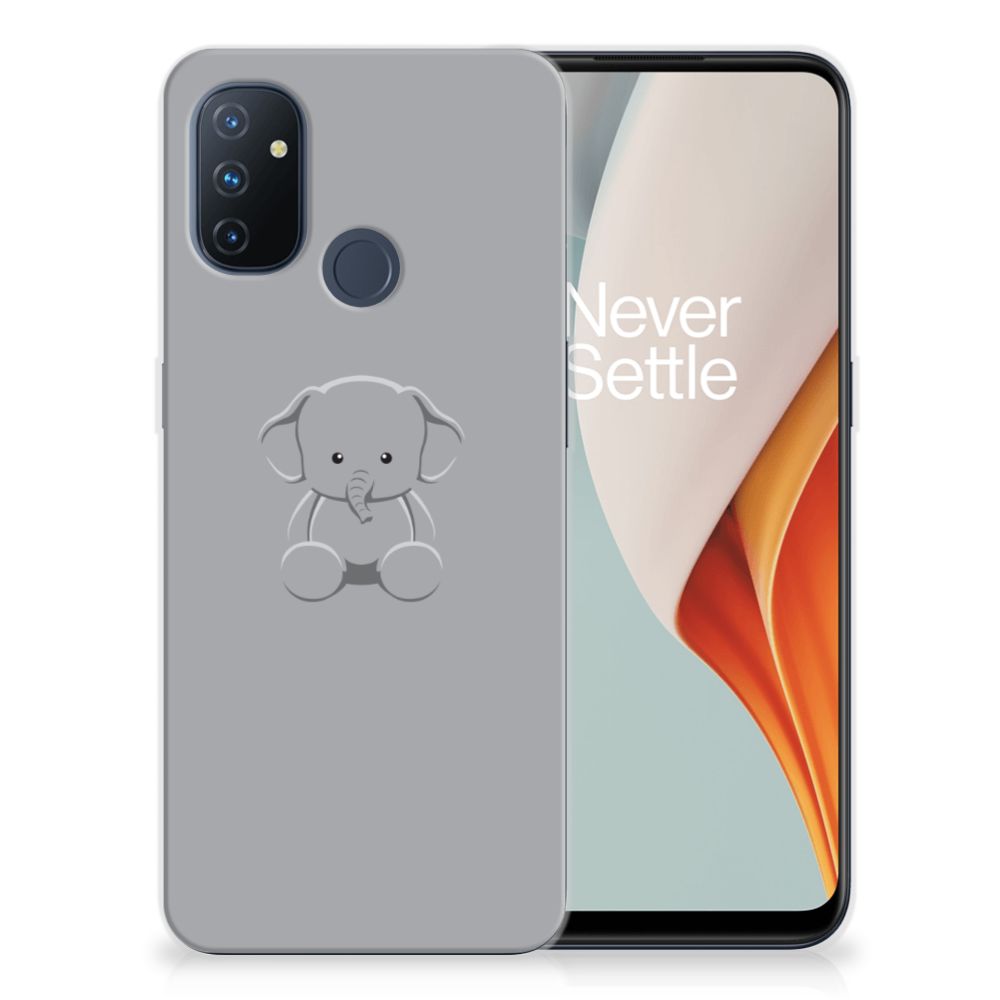 OnePlus Nord N100 Telefoonhoesje met Naam Grijs Baby Olifant B2C Telecom