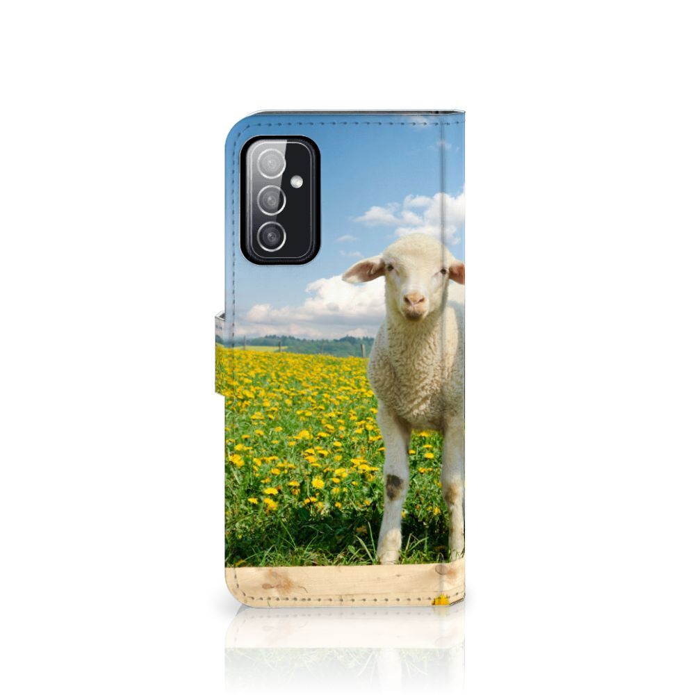 Samsung Galaxy M52 Telefoonhoesje met Pasjes Schaap en Lammetje