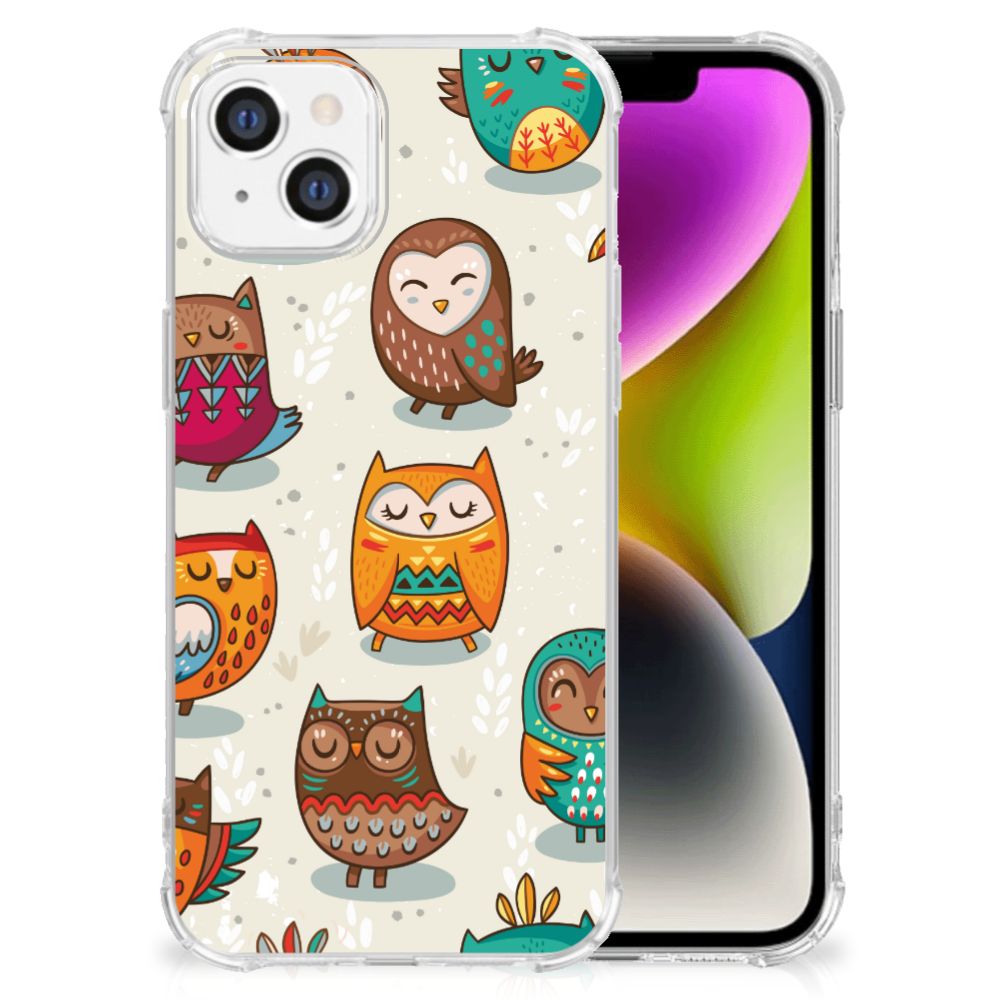 iPhone 14 Case Anti-shock Vrolijke Uilen