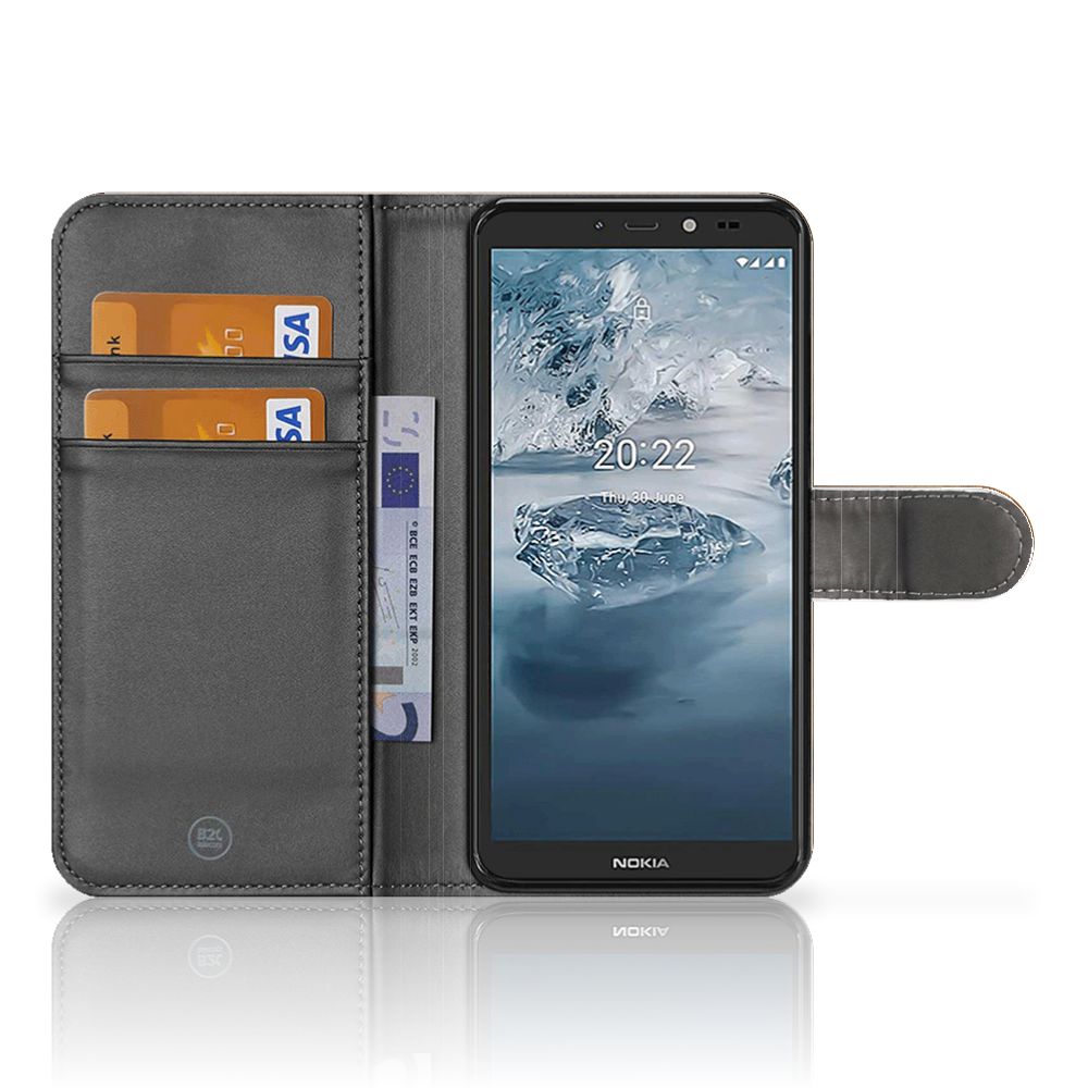 Nokia C2 2nd Edition Book Style Case Donker Hout