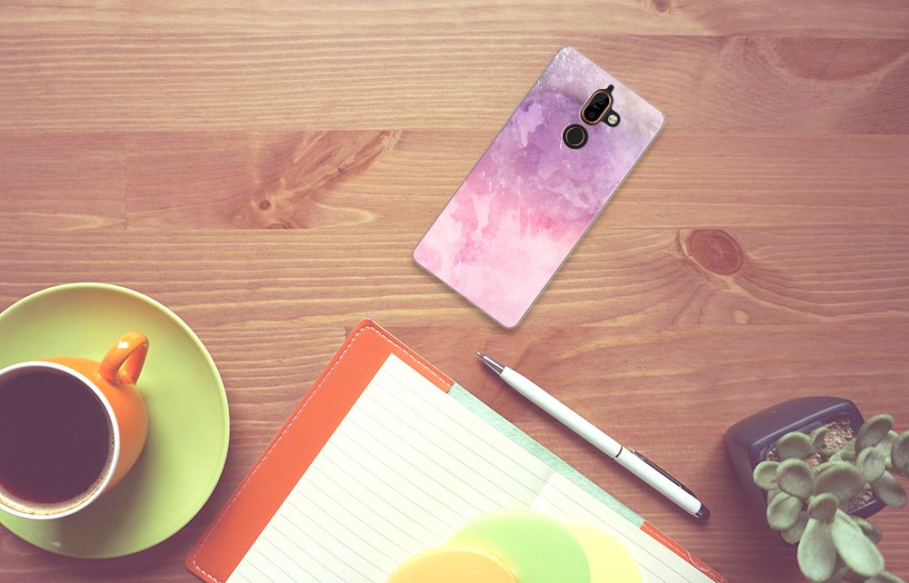 Hoesje maken Nokia 7 Plus Pink Purple Paint