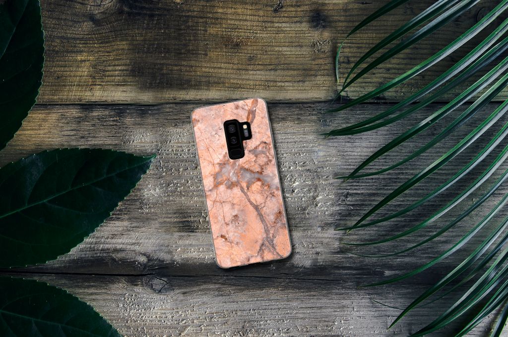 Samsung Galaxy S9 Plus TPU Siliconen Hoesje Marmer Oranje