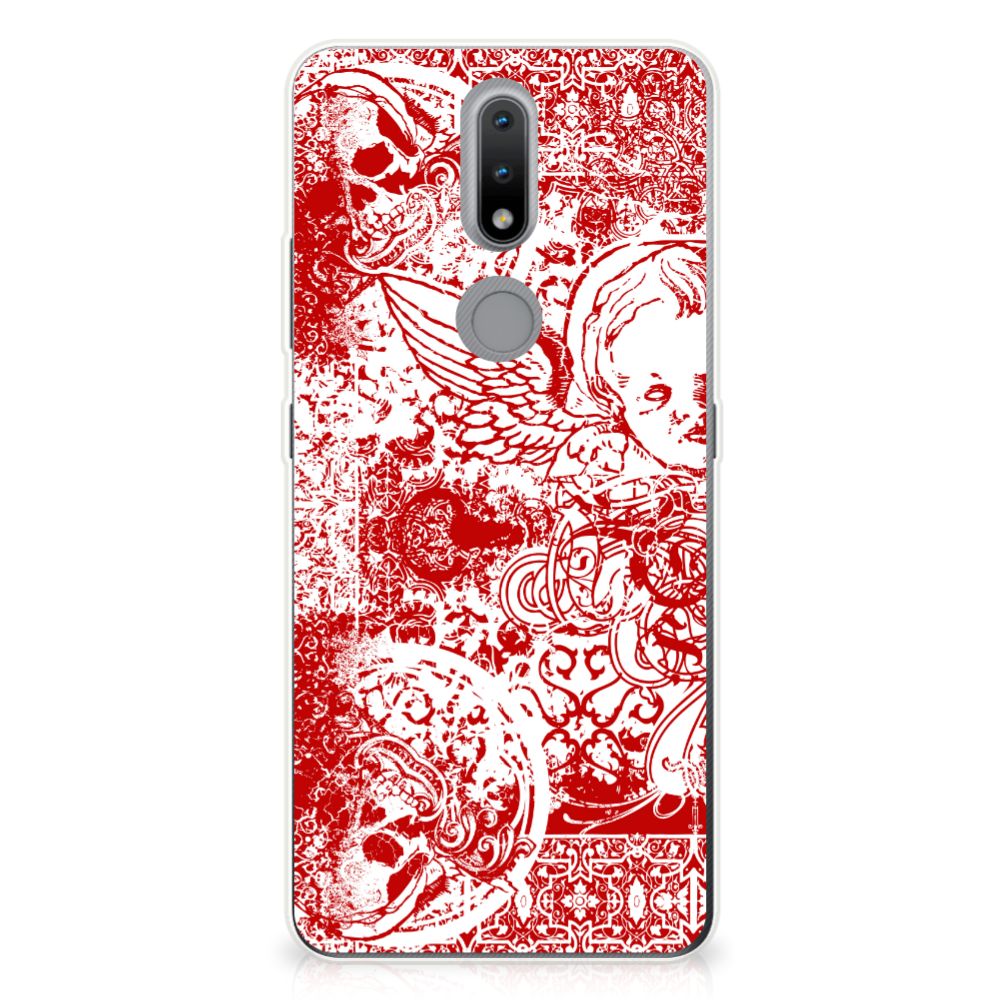 Silicone Back Case Nokia 2.4 Angel Skull Rood