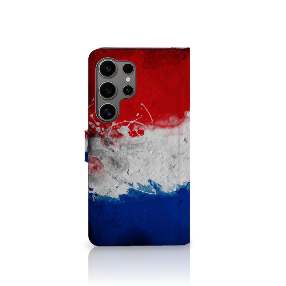 Samsung Galaxy S25 Ultra Bookstyle Case Nederland met artistieke Nederlandse vlag