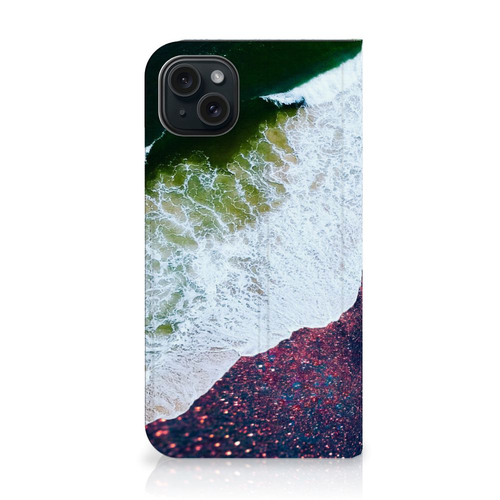 iPhone 15 Plus Stand Case Sea in Space met een artistiek ontwerp van de zee en sterren 🌊✨.